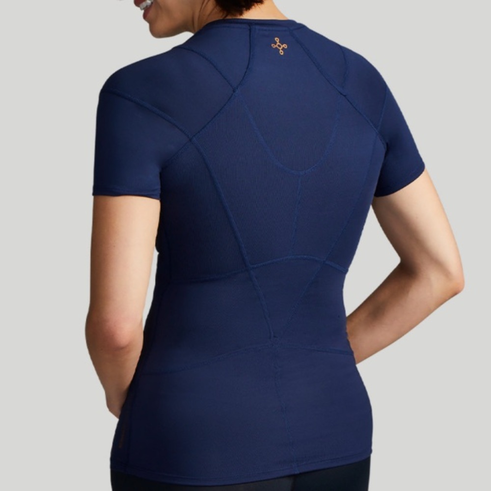 TOMMIE COPPER WOMEN’S PRO-GRADE SHORT SLEEVE SHOULDER SUPPORT SHIRT SZ M NAVY - Picture 2 of 16